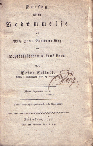 Forsdie til P. Collets Bedømmelse av Birckner (1797)