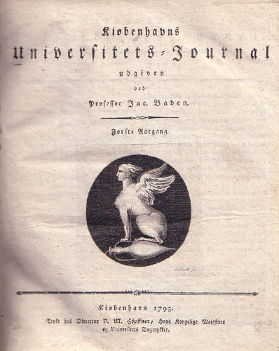 Forside til Kiøbenhavns Universitetsjournal (1793-1799)
