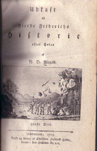 Forside til Niels Ditlev Riegels, Udkast til Fierde Friderichs Historie (1796)