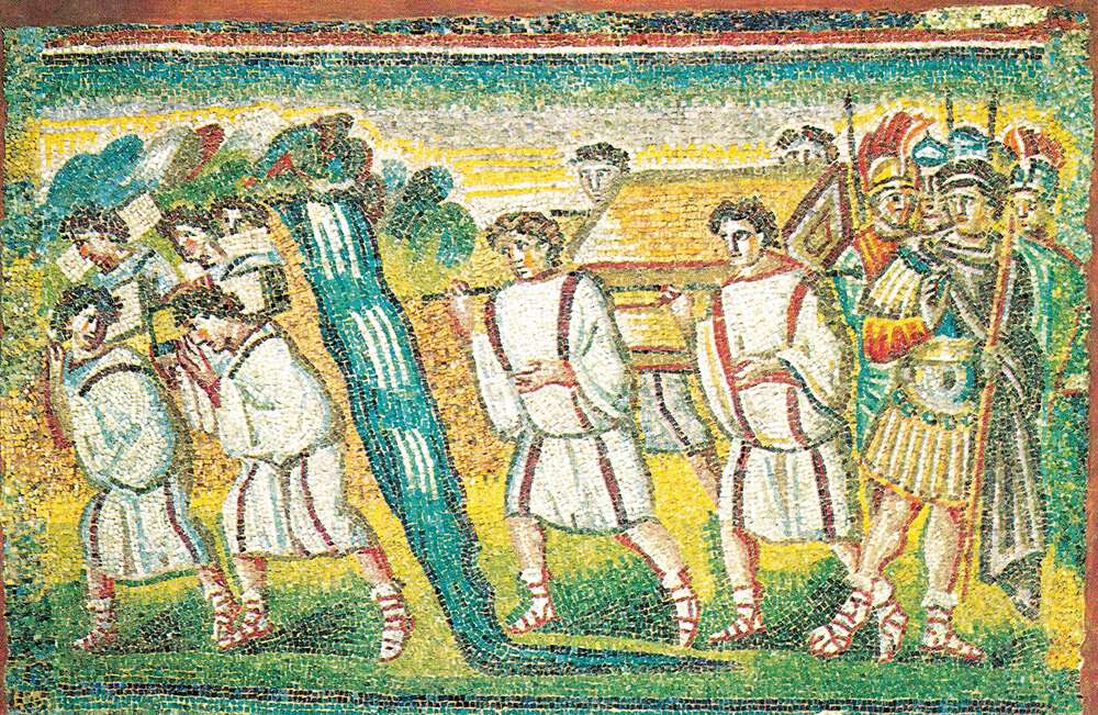 mosaic, christianity, people, river, crossing