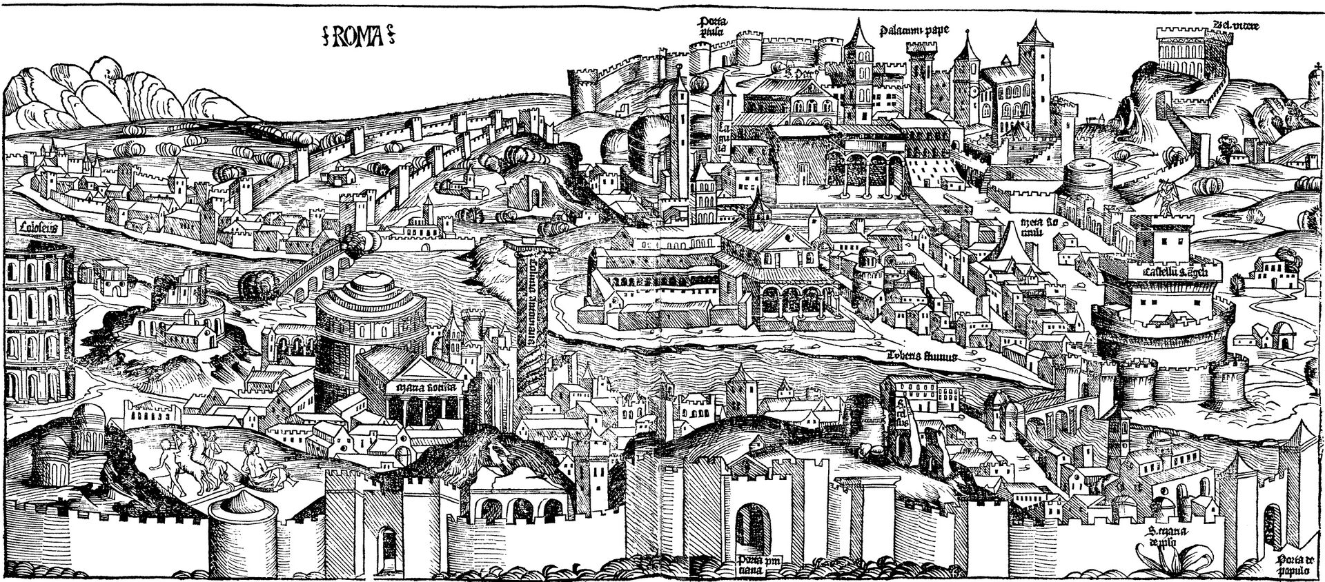 Hartmann Schedel (1440-1514) Utsikt over Roma 1490.