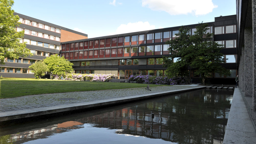 Ivar Aasen's garden and two buildings at the Faculty of Humanities