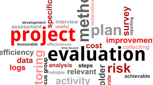 Project, evaluation and other words in a tag cloud. Illustration.
