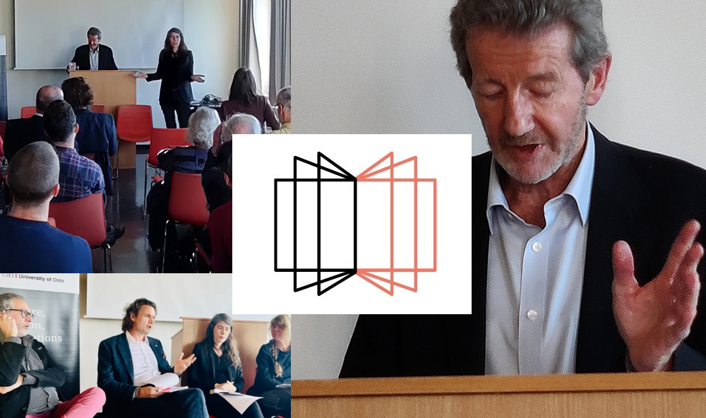 A collage of photos from the Annual lecture and Panel discussion, including the LCE logo, a portrait of Stefan Collini and the other panel members.