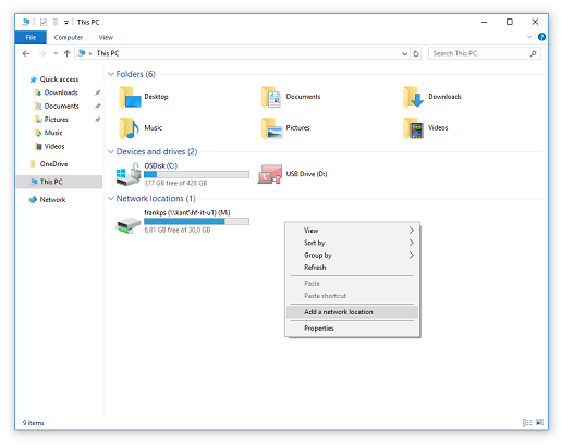 Legg til nettverksdisk i Windows 10