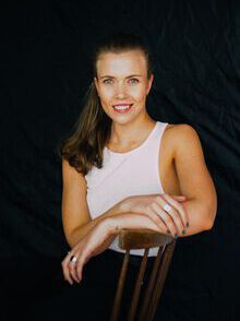 Portrait photo, woman, smile, sitting on chair