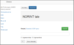 Screenshot from the main NORINT Speech search page