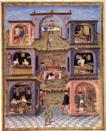 Painting showing the different stages of bookmaking