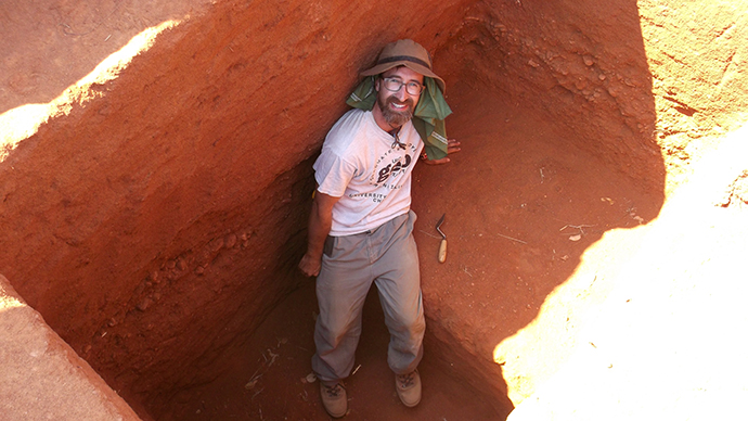 David Wright at the excavation site in Malawi.