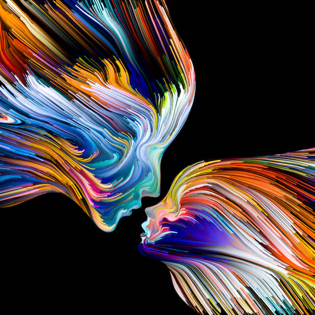 Image may contain: Orange, Art, Magenta, Electric blue, Pattern.