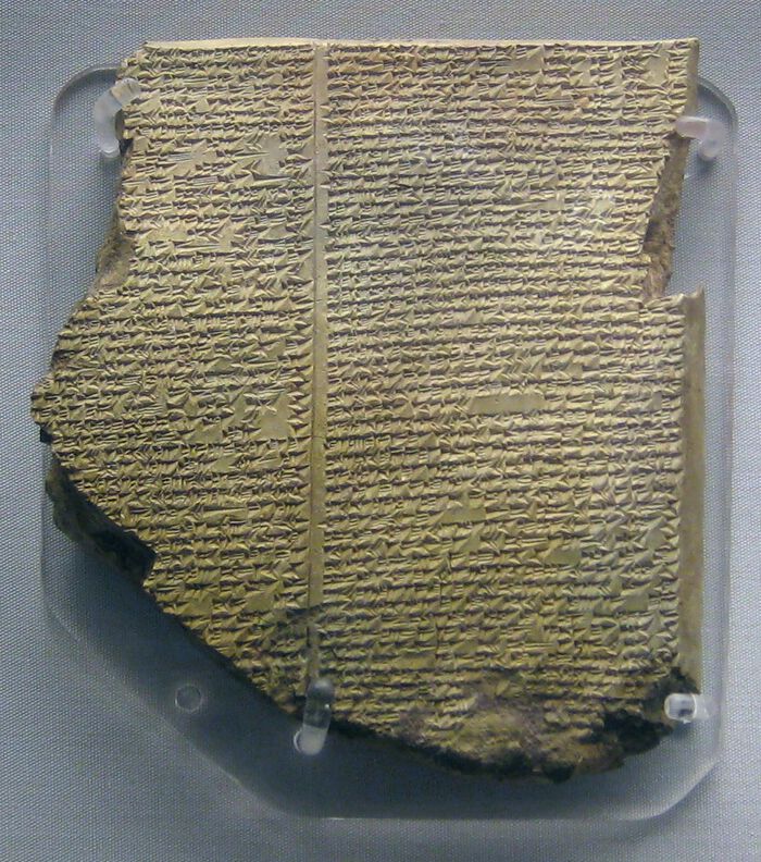 Clay tablet with script. Photo.