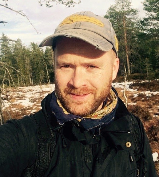 man, beard, smiling, hat, jacket, outside, forest