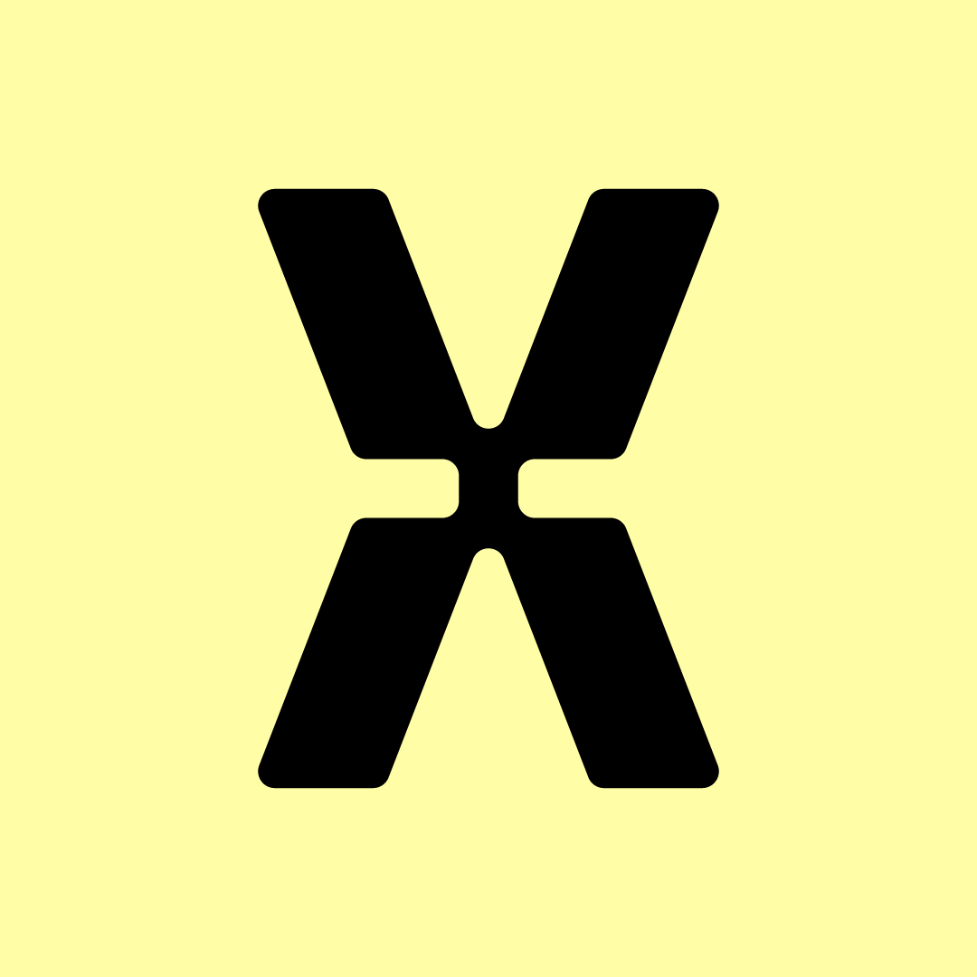 A large black X on a light yellow background