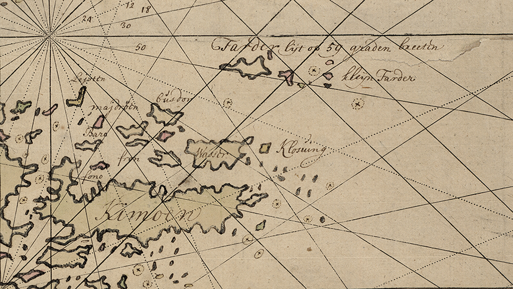 An old sea map of the Oslo Fjord.