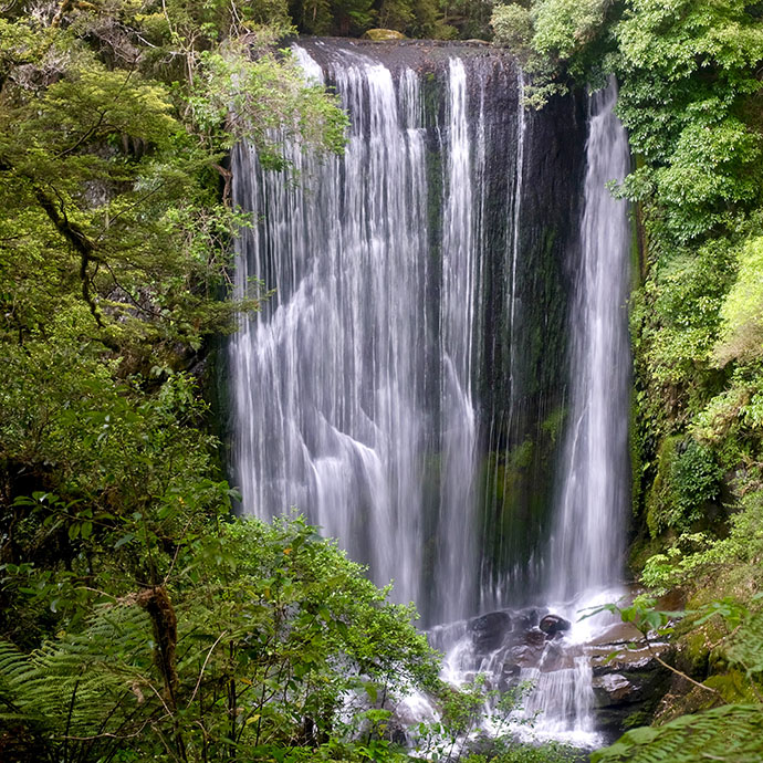 waterfall in a green area