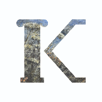 Bokstaven K i elegant font.