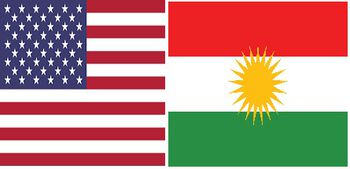 Flags of U.S.A and Kurdistan