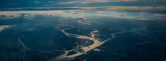 Flyfoto av Perleelv-deltaet 