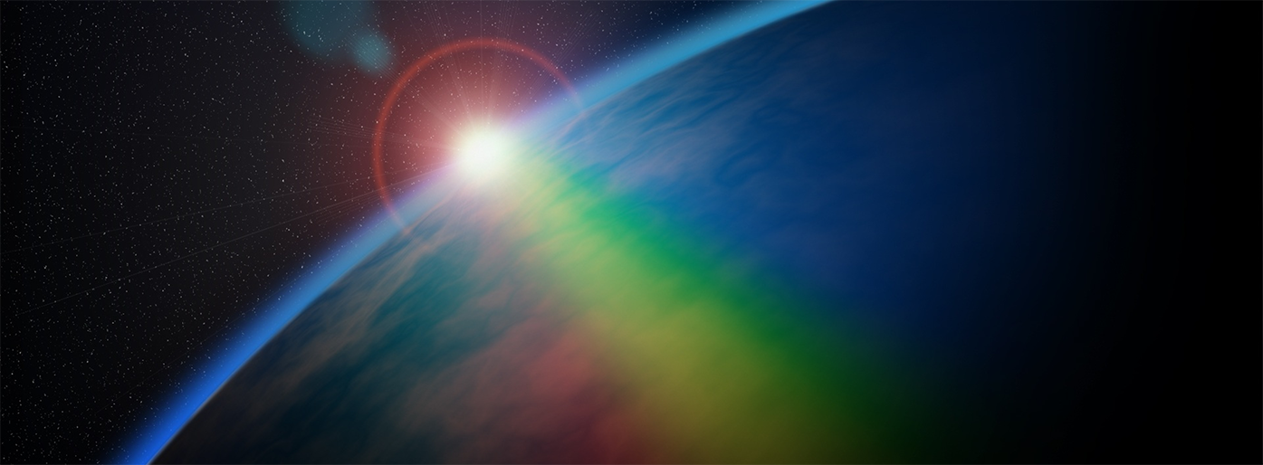 Lyspunkt som lyser mot planet. Illustrasjon.