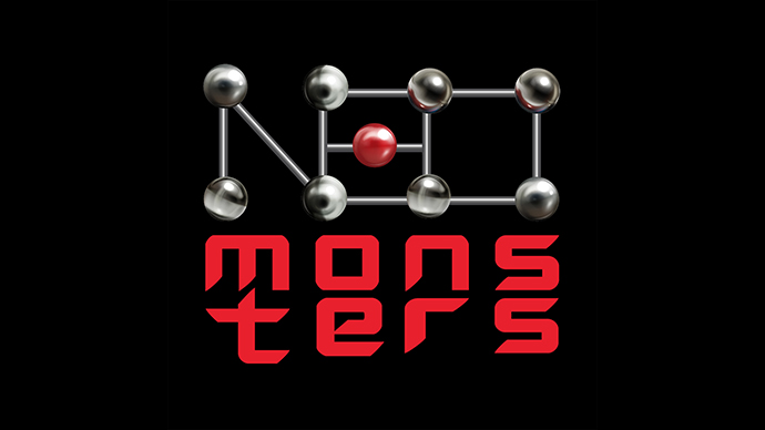 Black background with red letters Monsters. Logo.