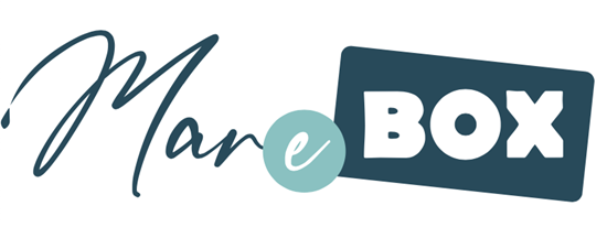 Logo of Marebox project consisting of letters M A R, followed by letter E in a circe, and letters B O X in a rectangle