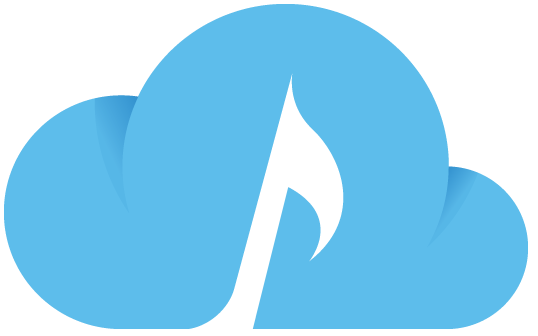 En blå sky med en hvit note i. Logo, illustrasjon. 