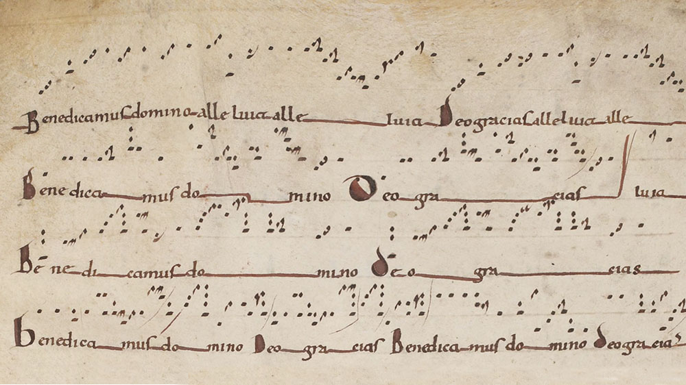 Benedicamus melodies from the 11th century, manuscript source.