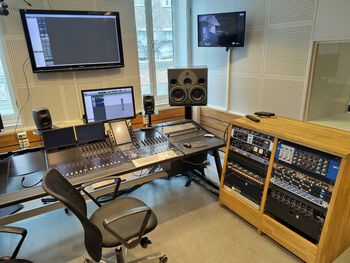 Audio equipment ,Electronic device ,Furniture ,Computer monitor ,Mixing console.