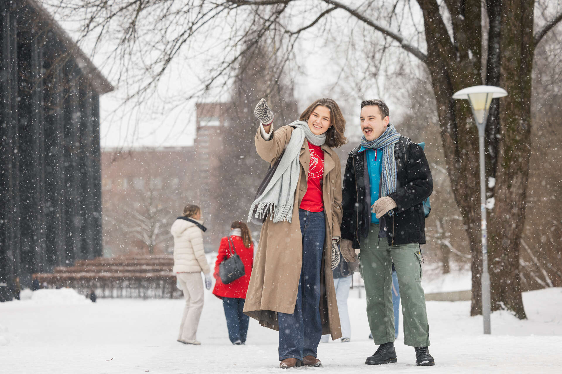 Students on a sleigh