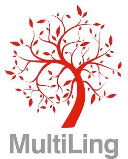 MultiLing står det med bokstaver. Og et orange løvtre. Logo.