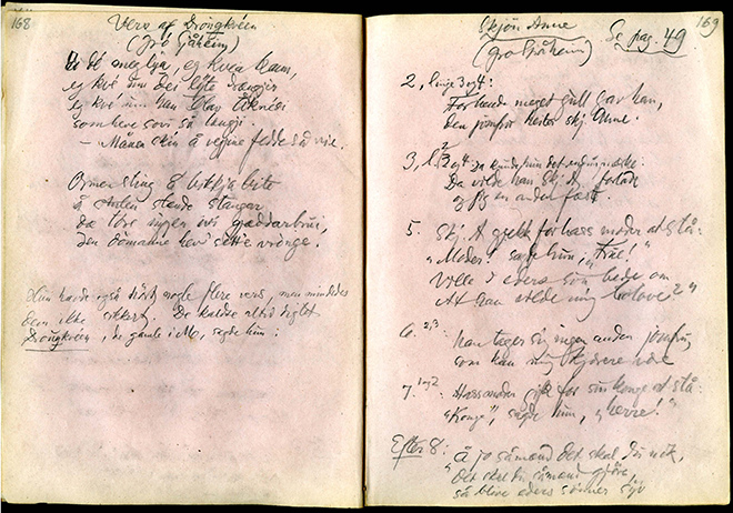 Faksimile av Moltke Moes notatbok med Draumkvedet