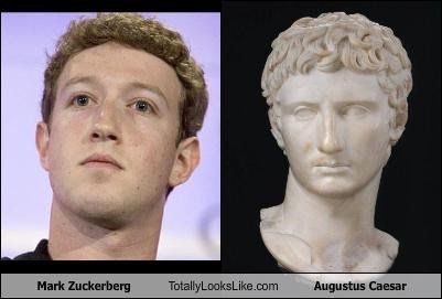 Sammenstilling av Mark Zuckerberg og Augustus' hoder